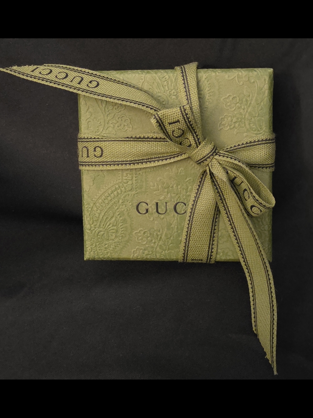 Gucci Green Embossed Gift Box with Branded Ribbon